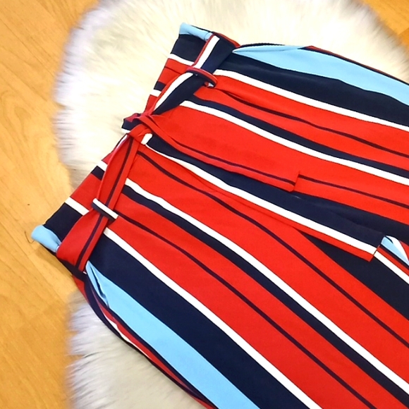 Romeo & Juliet Couture Striped Tie Waist Trousers-#1533 - Picture 2 of 12